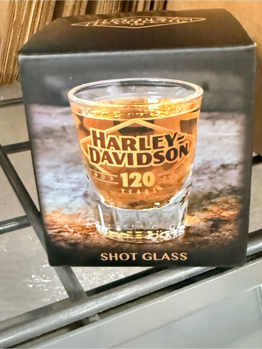 Harley-Davidson Gold and Black 120 Years Logo Shot Glass